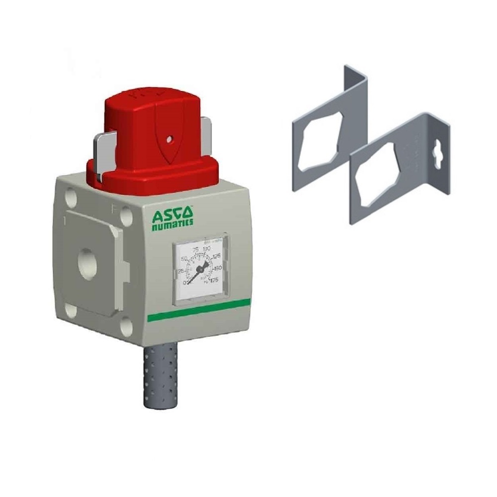G652A3M03F20900 NUMATICS/AVENTICS SHUT-OFF VALVE 652 SERIES 3/2 3/8" G, 1/4" G EXHAUST, MUFFLER, SIDE BRKS, LP PSI GAUGE